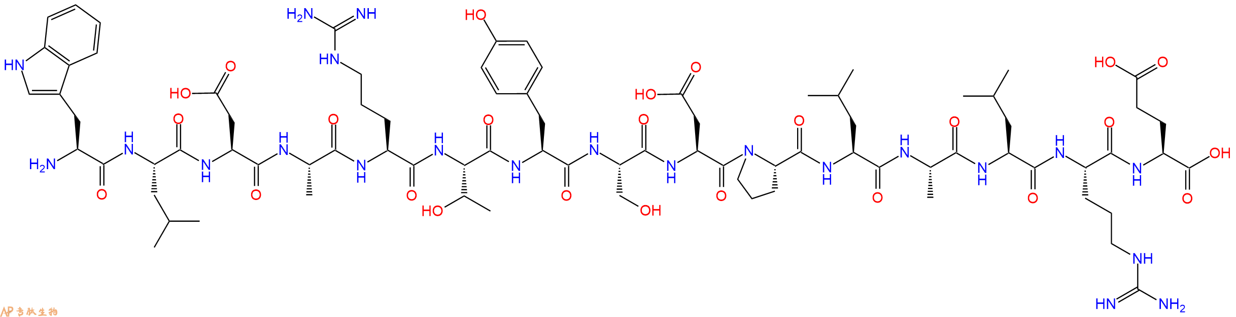专肽生物产品H2N-Trp-Leu-Asp-Ala-Arg-Thr-Tyr-Ser-Asp-Pro-Leu-Ala-Leu-Arg-Glu-OH
