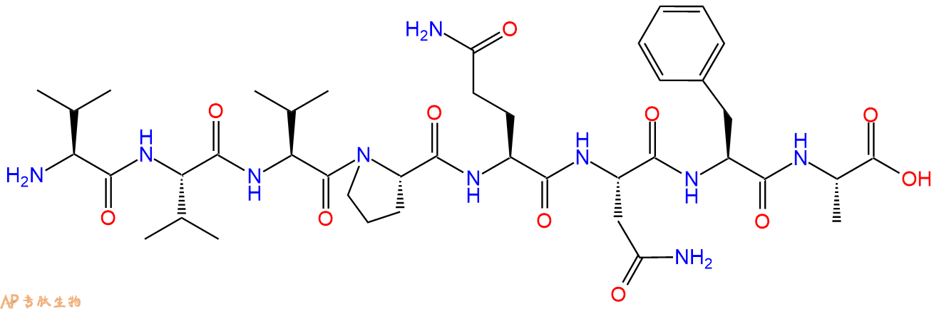 专肽生物产品H2N-Val-Val-Val-Pro-Gln-Asn-Phe-Ala-OH