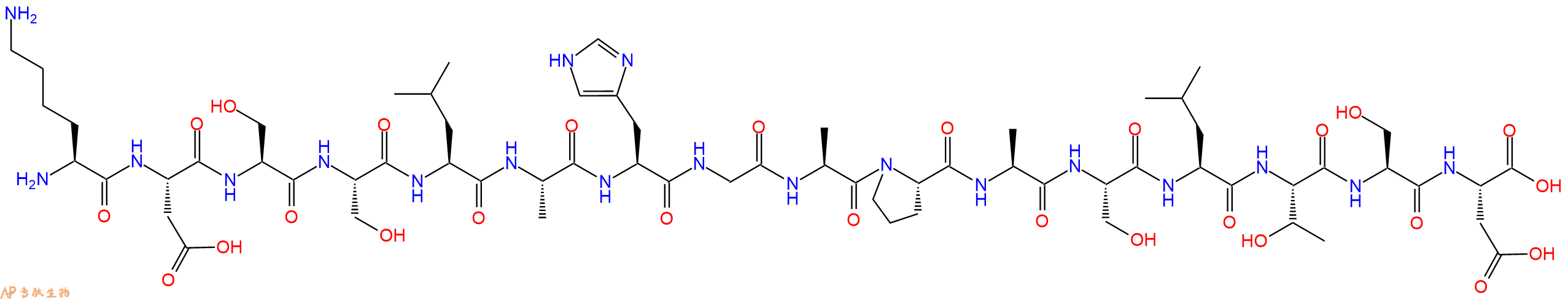 专肽生物产品H2N-Lys-Asp-Ser-Ser-Leu-Ala-His-Gly-Ala-Pro-Ala-Ser-Leu-Thr-Ser-Asp-OH
