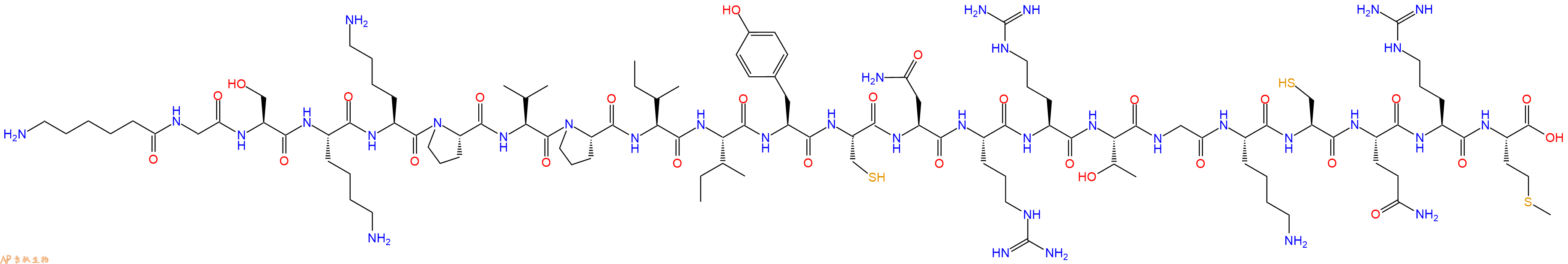 专肽生物产品H2N-Ahx-Gly-Ser-Lys-Lys-Pro-Val-Pro-Ile-Ile-Tyr-Cys-Asn-Arg-Arg-Thr-Gly-Lys-Cys-Gln-Arg-Met-OH