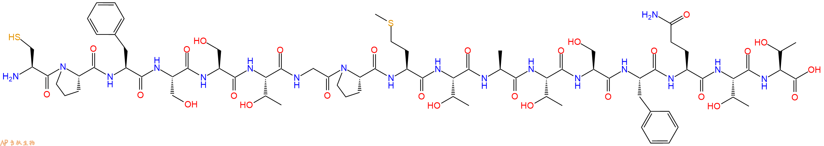 专肽生物产品H2N-Cys-Pro-Phe-Ser-Ser-Thr-Gly-Pro-Met-Thr-Ala-Thr-Ser-Phe-Gln-Thr-Thr-OH