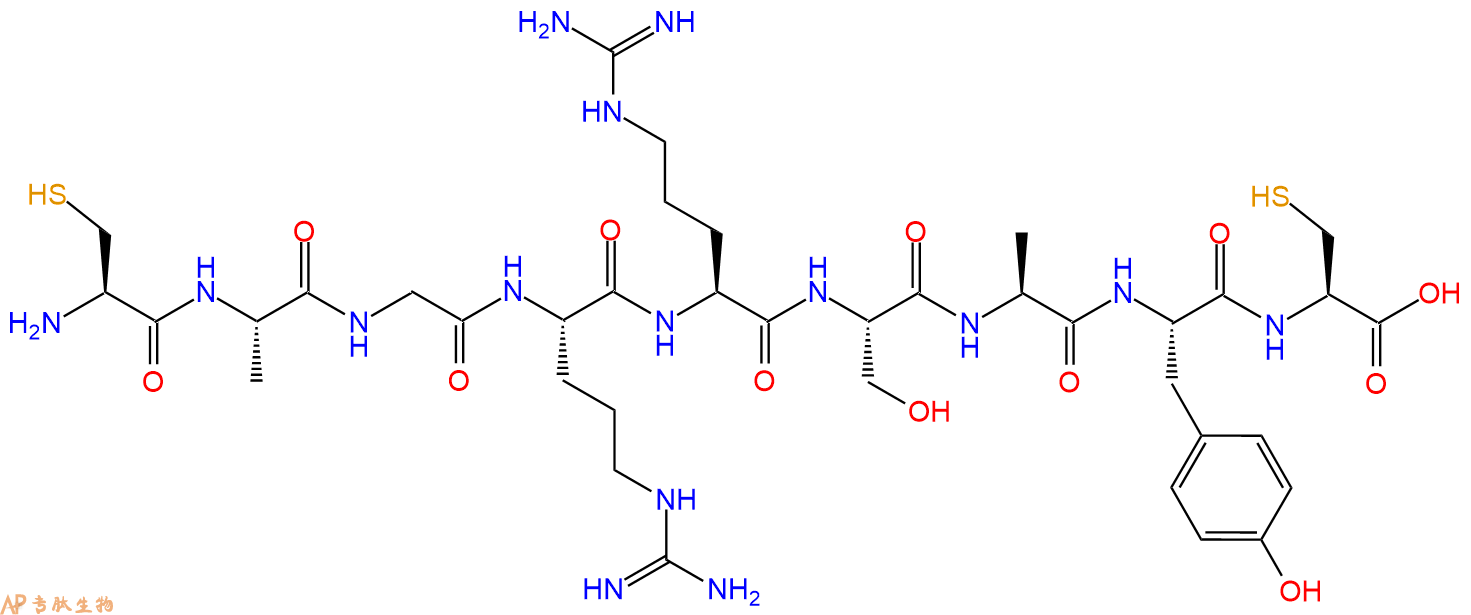 专肽生物产品H2N-Cys-Ala-Gly-Arg-Arg-Ser-Ala-Tyr-Cys-OH945245-90-9