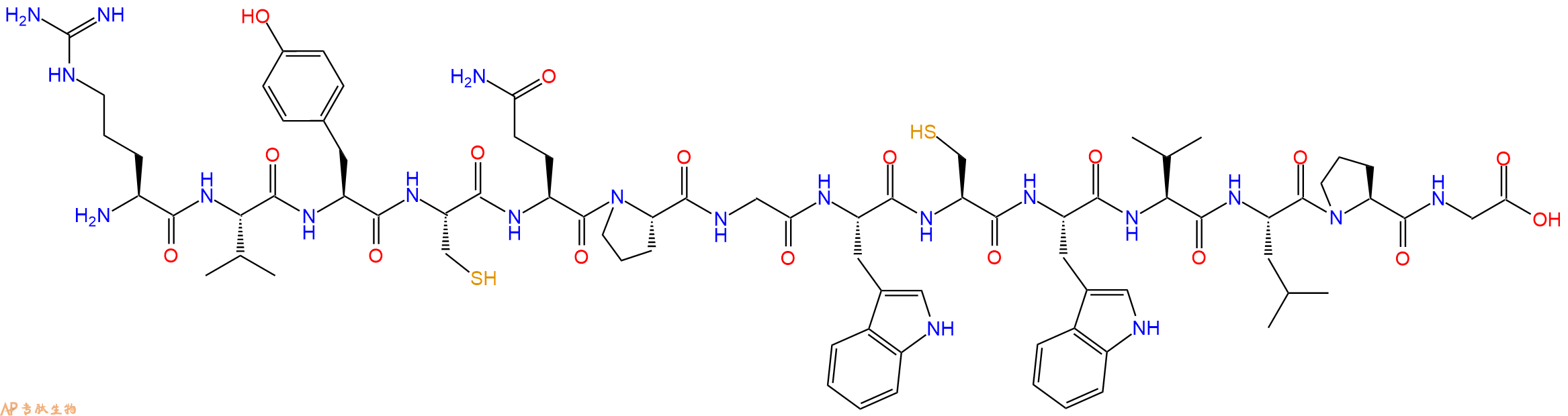 专肽生物产品H2N-Arg-Val-Tyr-Cys-Gln-Pro-Gly-Trp-Cys-Trp-Val-Leu-Pro-Gly-OH