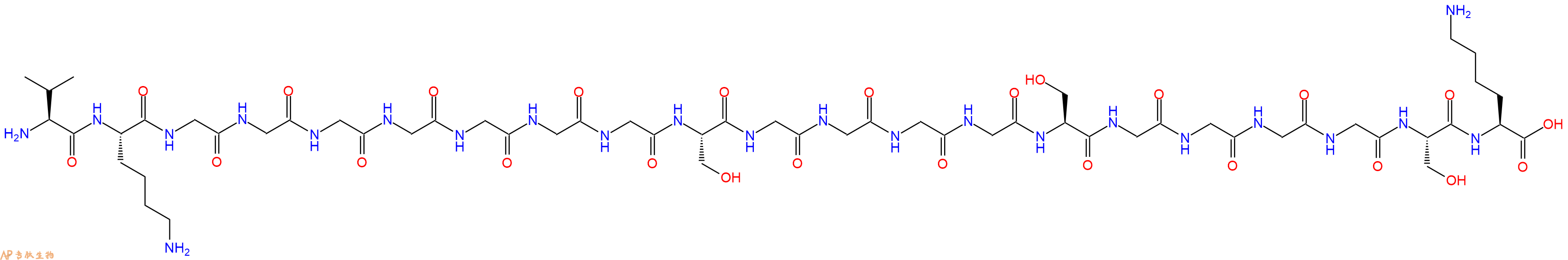 专肽生物产品H2N-Val-Lys-Gly-Gly-Gly-Gly-Gly-Gly-Gly-Ser-Gly-Gly-Gly-Gly-Ser-Gly-Gly-Gly-Gly-Ser-Lys-OH