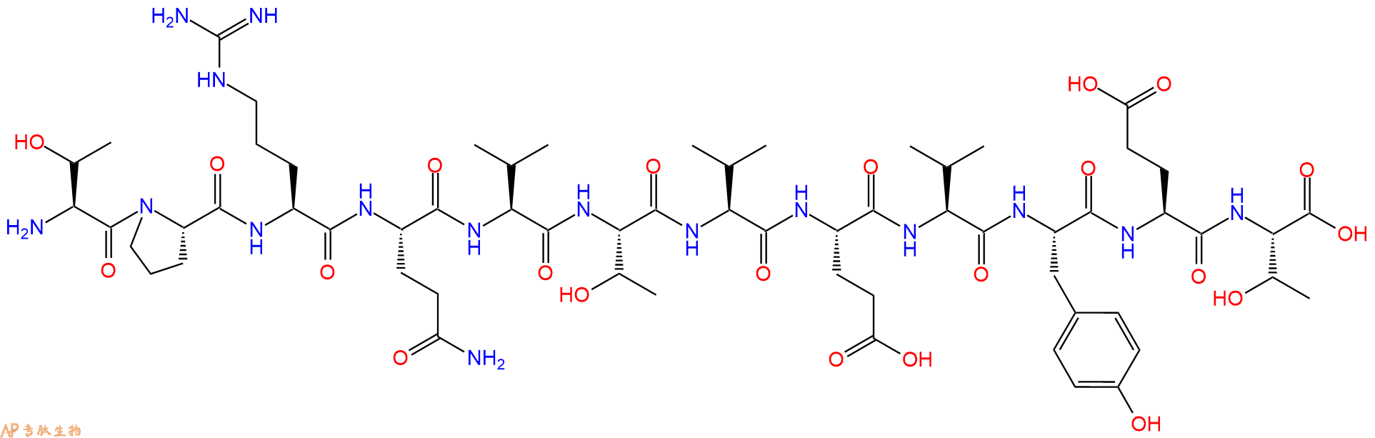 专肽生物产品H2N-Thr-Pro-Arg-Gln-Val-Thr-Val-Glu-Val-Tyr-Glu-Thr-OH