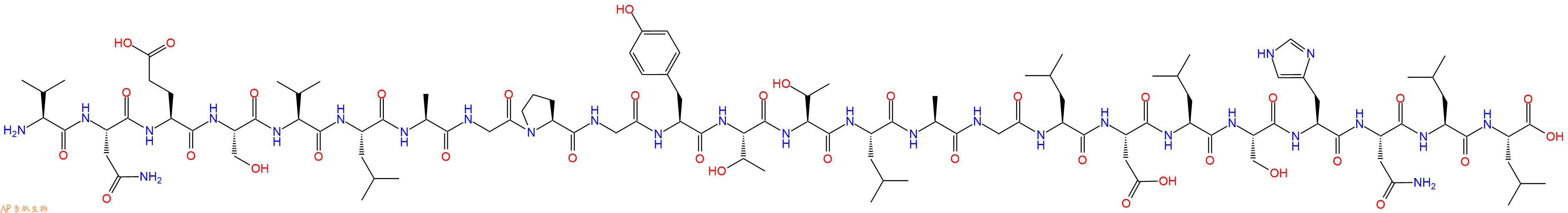 专肽生物产品H2N-Val-Asn-Glu-Ser-Val-Leu-Ala-Gly-Pro-Gly-Tyr-Thr-Thr-Leu-Ala-Gly-Leu-Asp-Leu-Ser-His-Asn-Leu-Leu-OH
