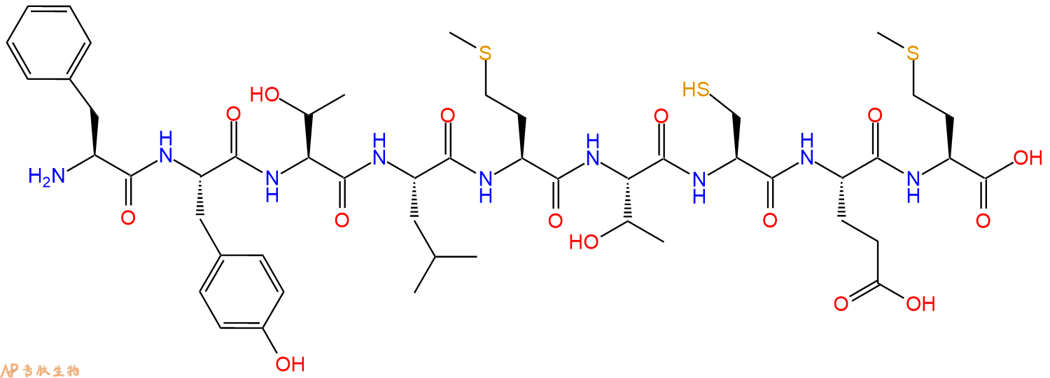 专肽生物产品H2N-Phe-Tyr-Thr-Leu-Met-Thr-Cys-Glu-Met-OH