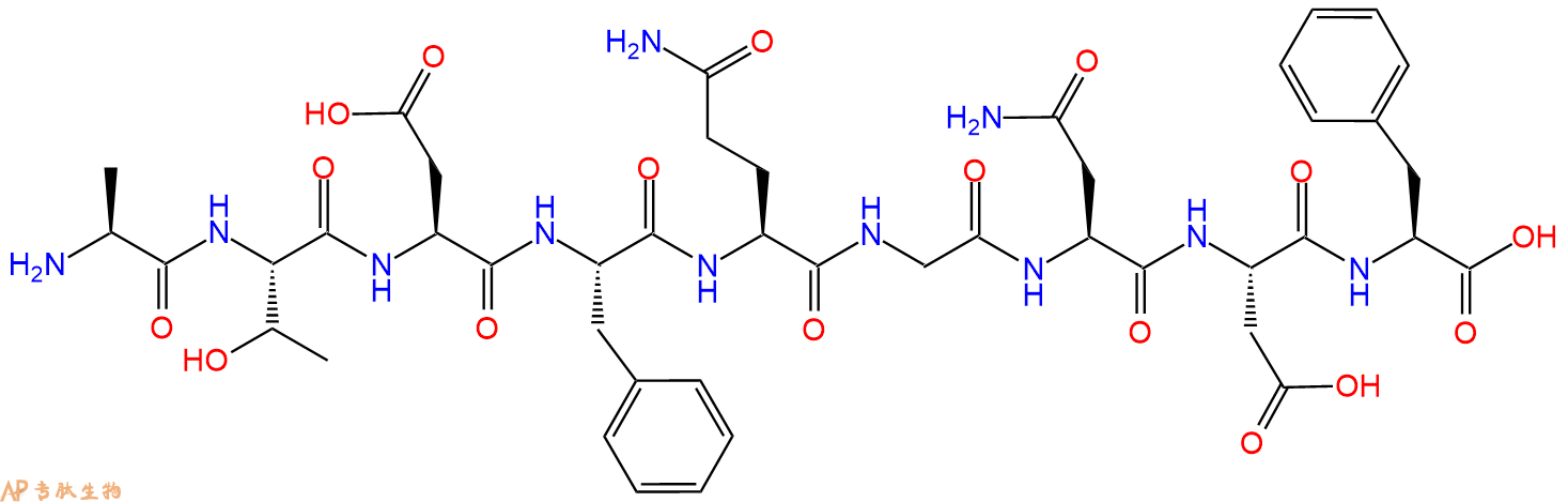 专肽生物产品H2N-Ala-Thr-Asp-Phe-Gln-Gly-Asn-Asp-Phe-OH