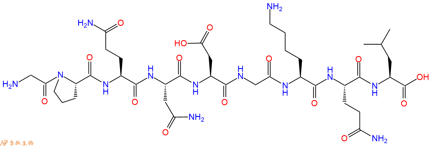 专肽生物产品H2N-Gly-Pro-Gln-Asn-Asp-Gly-Lys-Gln-Leu-OH