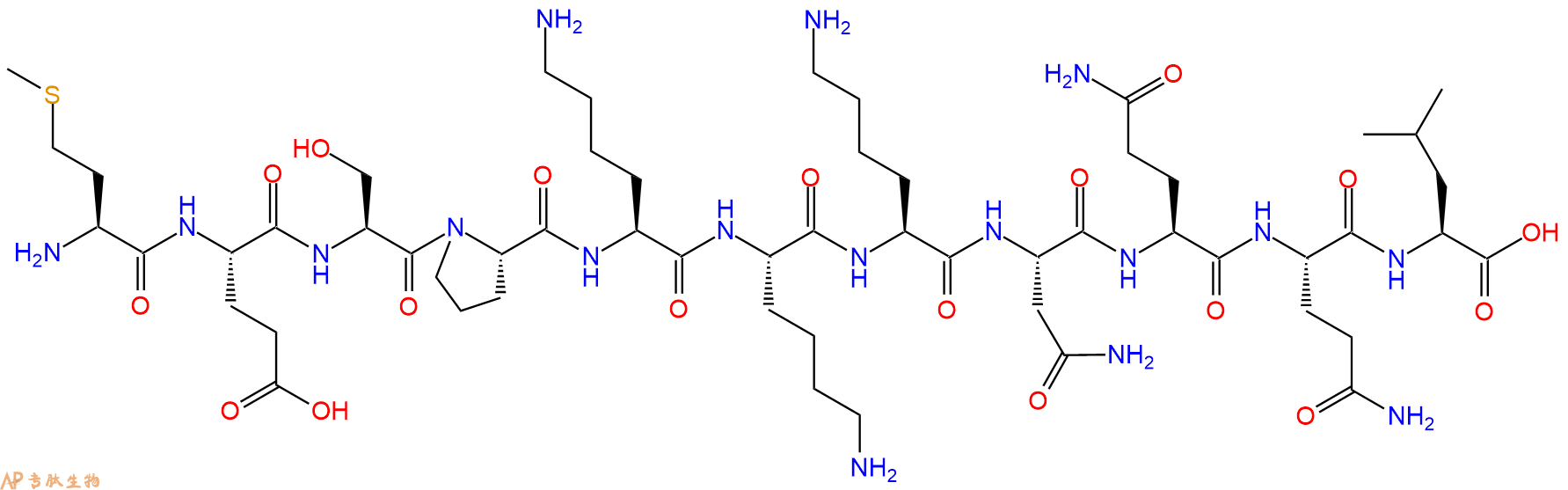 专肽生物产品H2N-Met-Glu-Ser-Pro-Lys-Lys-Lys-Asn-Gln-Gln-Leu-OH