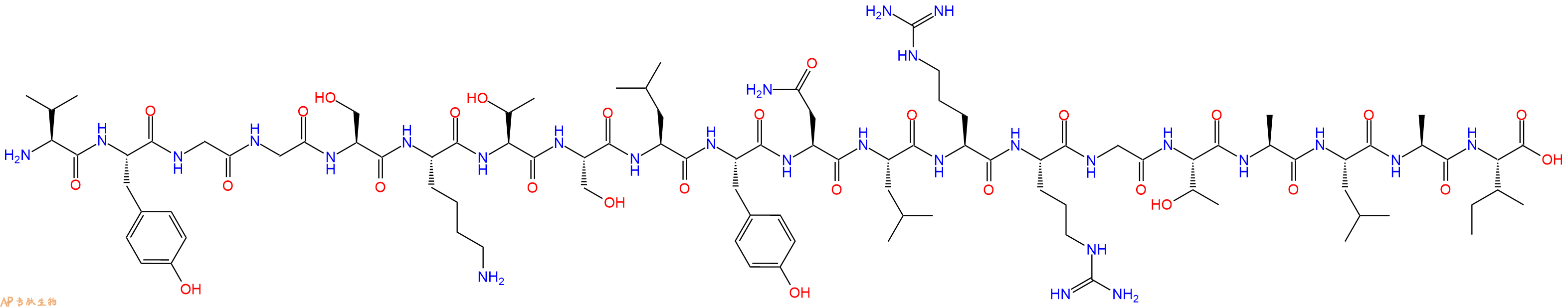 专肽生物产品H2N-Val-Tyr-Gly-Gly-Ser-Lys-Thr-Ser-Leu-Tyr-Asn-Leu-Arg-Arg-Gly-Thr-Ala-Leu-Ala-Ile-OH