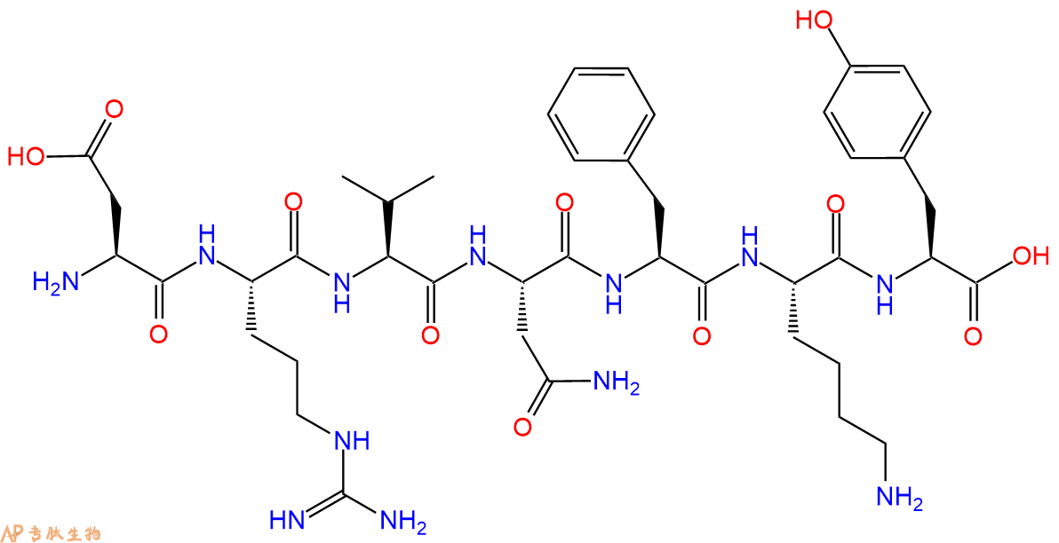 专肽生物产品H2N-Asp-Arg-Val-Asn-Phe-Lys-Tyr-OH