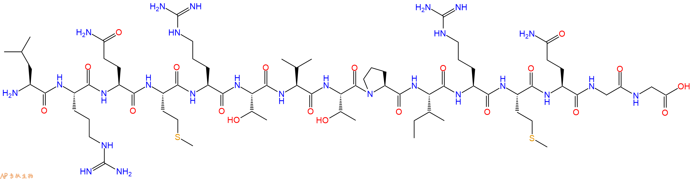 专肽生物产品H2N-Leu-Arg-Gln-Met-Arg-Thr-Val-Thr-Pro-Ile-Arg-Met-Gln-Gly-Gly-OH