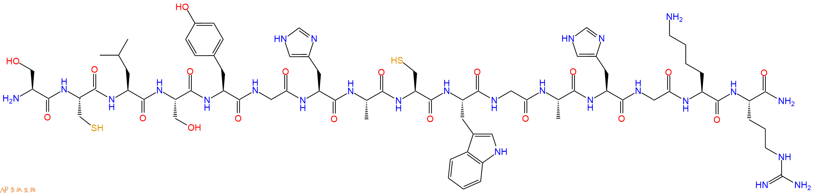 专肽生物产品H2N-Ser-Cys-Leu-Ser-Tyr-Gly-His-Ala-Cys-Trp-Gly-Ala-His-Gly-Lys-Arg-CONH2