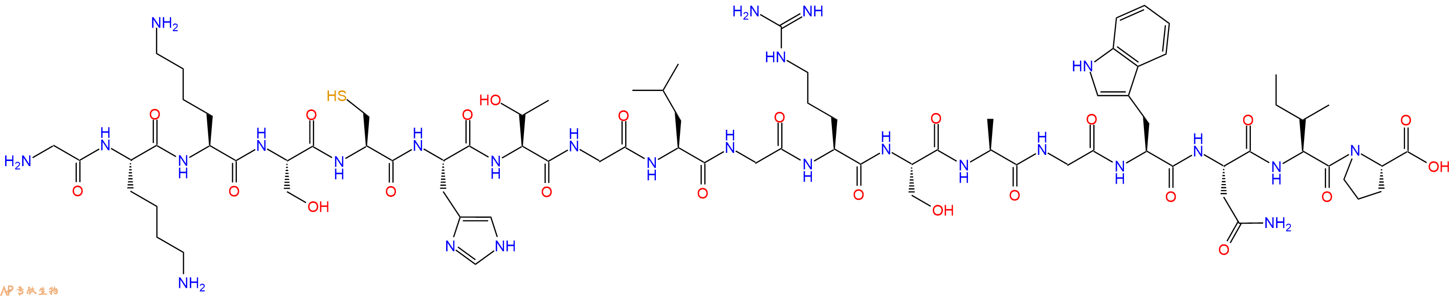 专肽生物产品H2N-Gly-Lys-Lys-Ser-Cys-His-Thr-Gly-Leu-Gly-Arg-Ser-Ala-Gly-Trp-Asn-Ile-Pro-OH