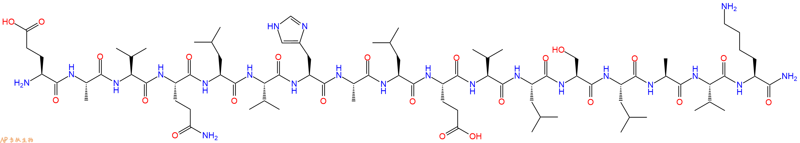 专肽生物产品H2N-Glu-Ala-Val-Gln-Leu-Val-His-Ala-Leu-Glu-Val-Leu-Ser-Leu-Ala-Val-Lys-CONH2