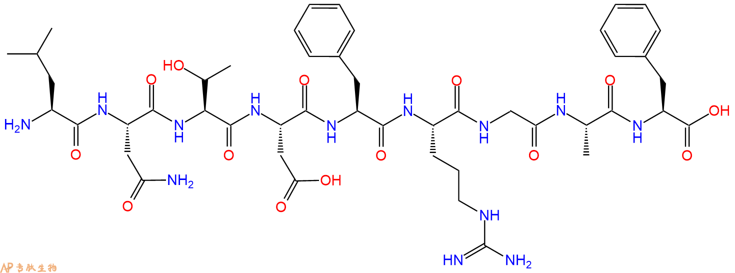 专肽生物产品H2N-Leu-Asn-Thr-Asp-Phe-Arg-Gly-Ala-Phe-OH