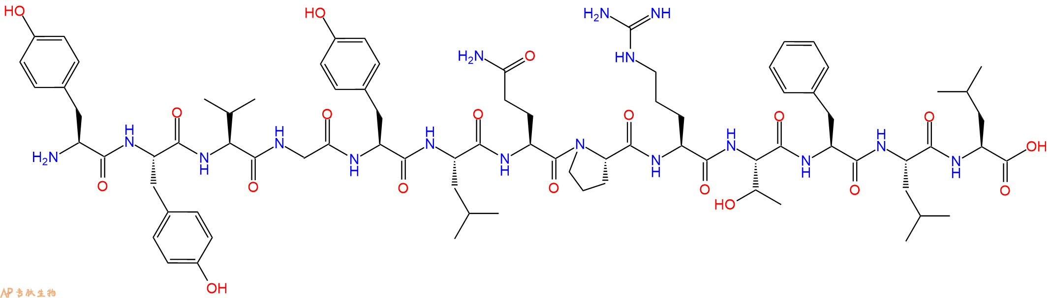 专肽生物产品H2N-Tyr-Tyr-Val-Gly-Tyr-Leu-Gln-Pro-Arg-Thr-Phe-Leu-Leu-OH