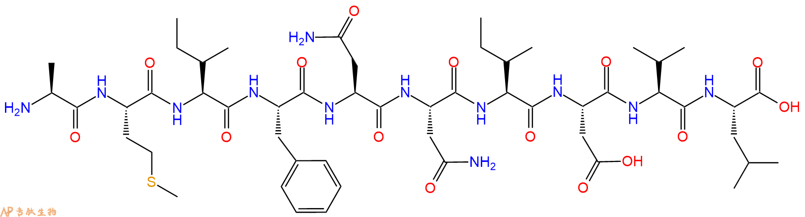 专肽生物产品H2N-Ala-Met-Ile-Phe-Asn-Asn-Ile-Asp-Val-Leu-OH