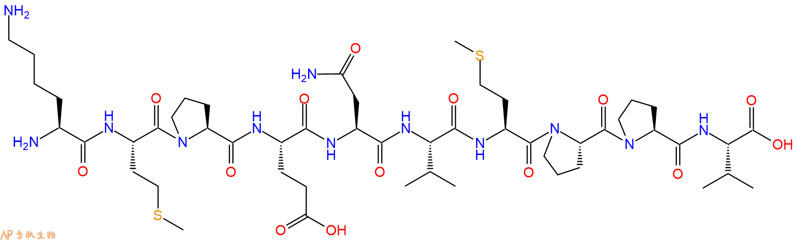 专肽生物产品H2N-Lys-Met-Pro-Glu-Asn-Val-Met-Pro-Pro-Val-OH