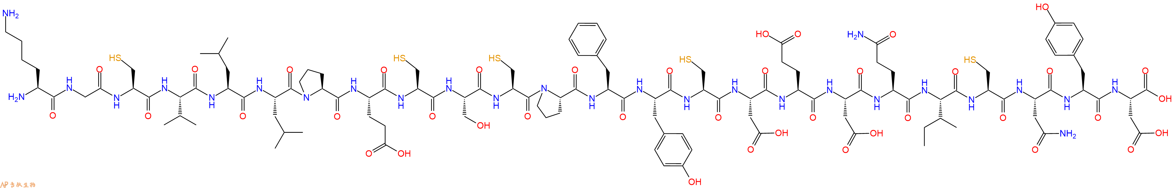 专肽生物产品H2N-Lys-Gly-Cys-Val-Leu-Leu-Pro-Glu-Cys-Ser-Cys-Pro-Phe-Tyr-Cys-Asp-Glu-Asp-Gln-Ile-Cys-Asn-Tyr-Asp-OH