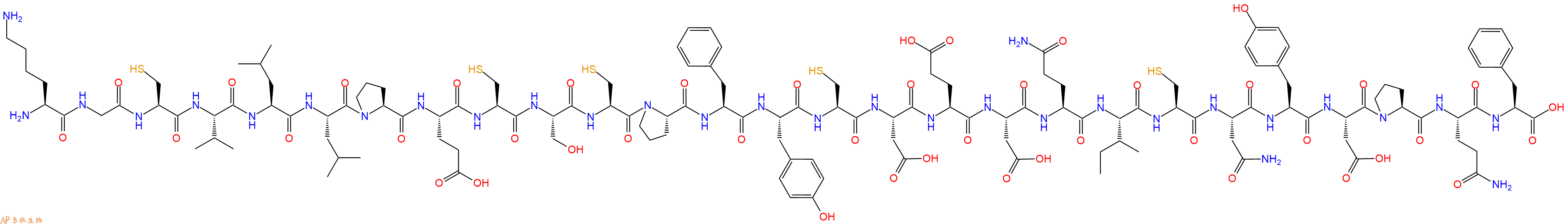 专肽生物产品H2N-Lys-Gly-Cys-Val-Leu-Leu-Pro-Glu-Cys-Ser-Cys-Pro-Phe-Tyr-Cys-Asp-Glu-Asp-Gln-Ile-Cys-Asn-Tyr-Asp-Pro-Gln-Phe-OH