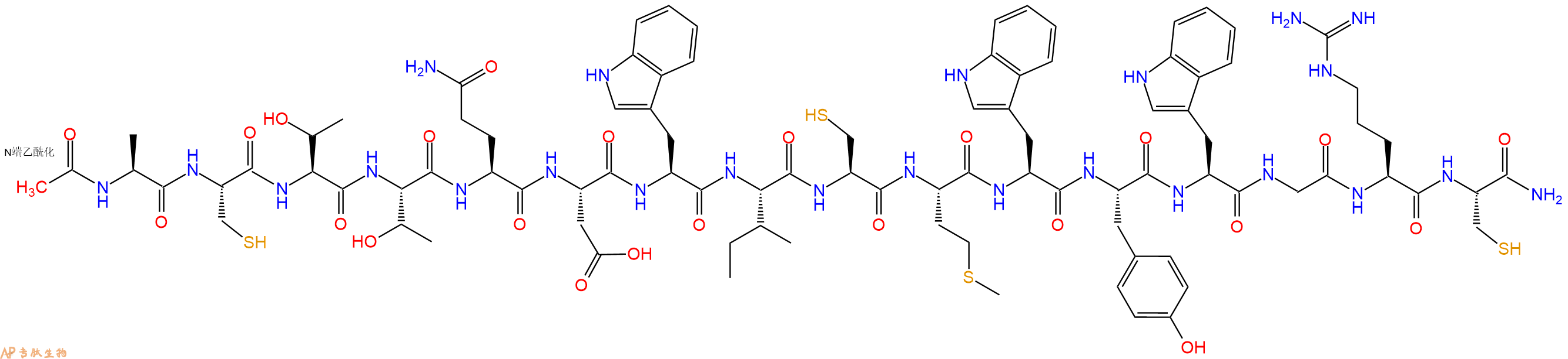 专肽生物产品Ac-Ala-Cys-Thr-Thr-Gln-Asp-Trp-Ile-Cys-Met-Trp-Tyr-Trp-Gly-Arg-Cys-CONH2