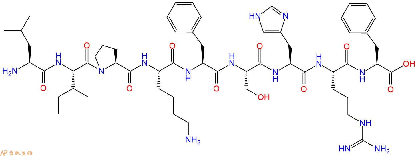 专肽生物产品H2N-Leu-Ile-Pro-Lys-Phe-Ser-His-Arg-Phe-OH