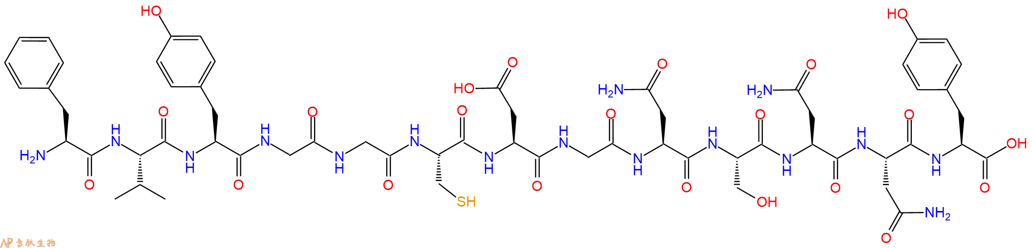 专肽生物产品H2N-Phe-Val-Tyr-Gly-Gly-Cys-Asp-Gly-Asn-Ser-Asn-Asn-Tyr-OH