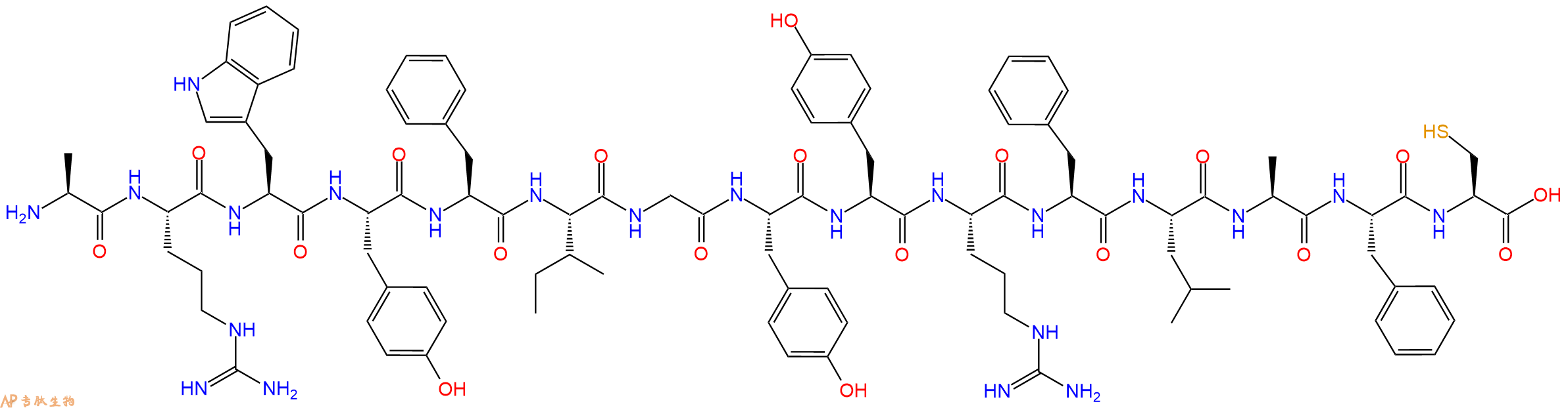 专肽生物产品H2N-Ala-Arg-Trp-Tyr-Phe-Ile-Gly-Tyr-Tyr-Arg-Phe-Leu-Ala-Phe-Cys-OH