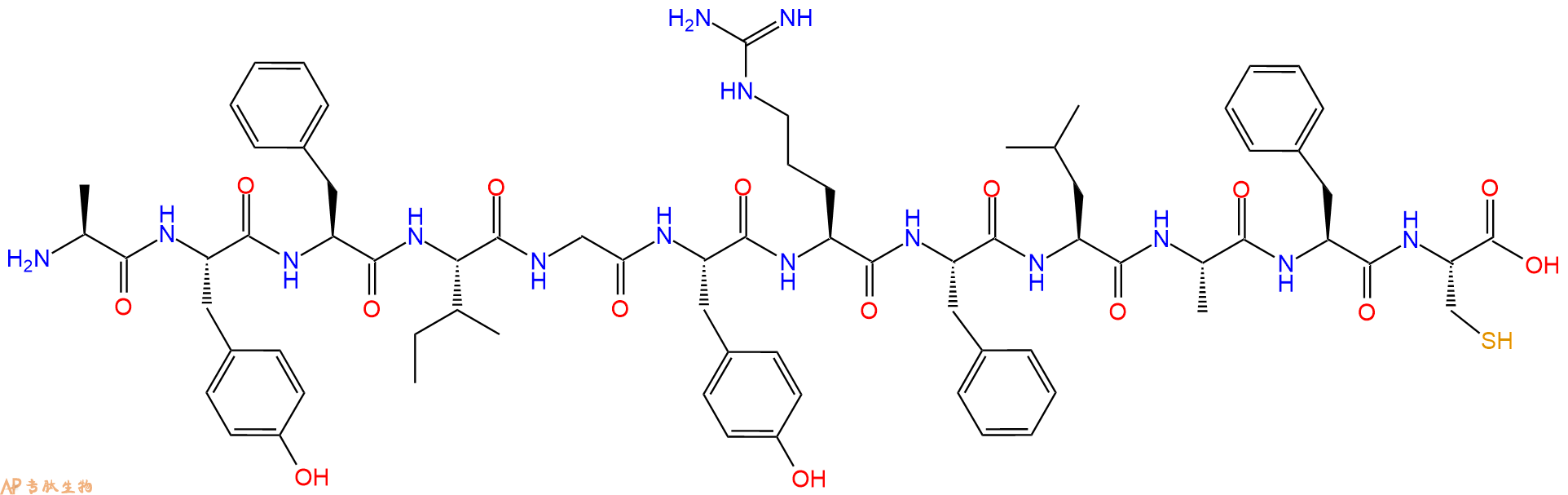 专肽生物产品H2N-Ala-Tyr-Phe-Ile-Gly-Tyr-Arg-Phe-Leu-Ala-Phe-Cys-OH