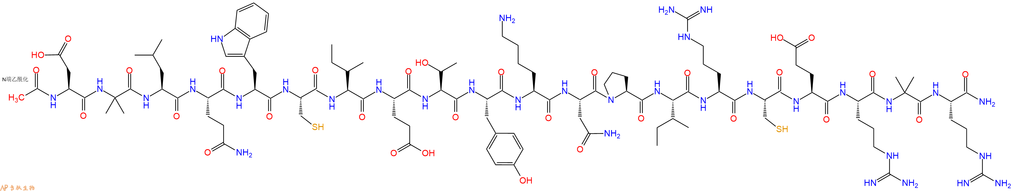 专肽生物产品Ac-Asp-Aib-Leu-Gln-Trp-Cys-Ile-Glu-Thr-Tyr-Lys-Asn-Pro-Ile-Arg-Cys-Glu-Arg-Aib-Arg-CONH2