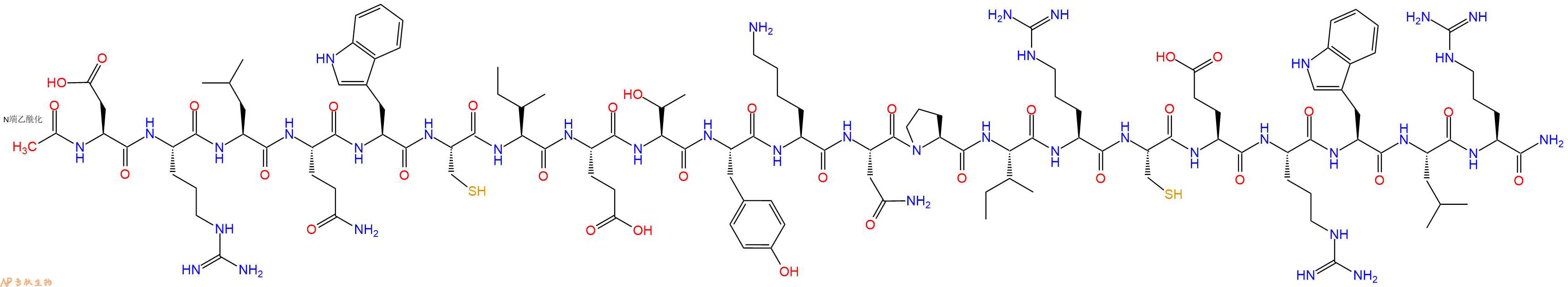 专肽生物产品Ac-Asp-Arg-Leu-Gln-Trp-Cys-Ile-Glu-Thr-Tyr-Lys-Asn-Pro-Ile-Arg-Cys-Glu-Arg-Trp-Leu-Arg-CONH2