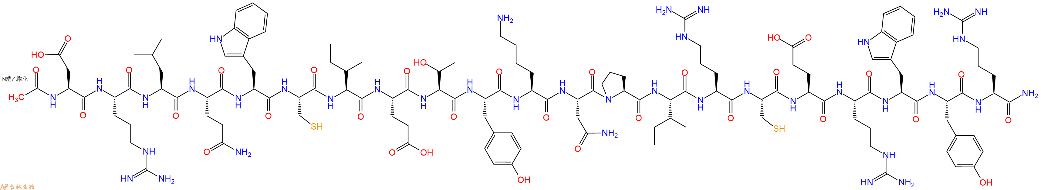专肽生物产品Ac-Asp-Arg-Leu-Gln-Trp-Cys-Ile-Glu-Thr-Tyr-Lys-Asn-Pro-Ile-Arg-Cys-Glu-Arg-Trp-Tyr-Arg-CONH2