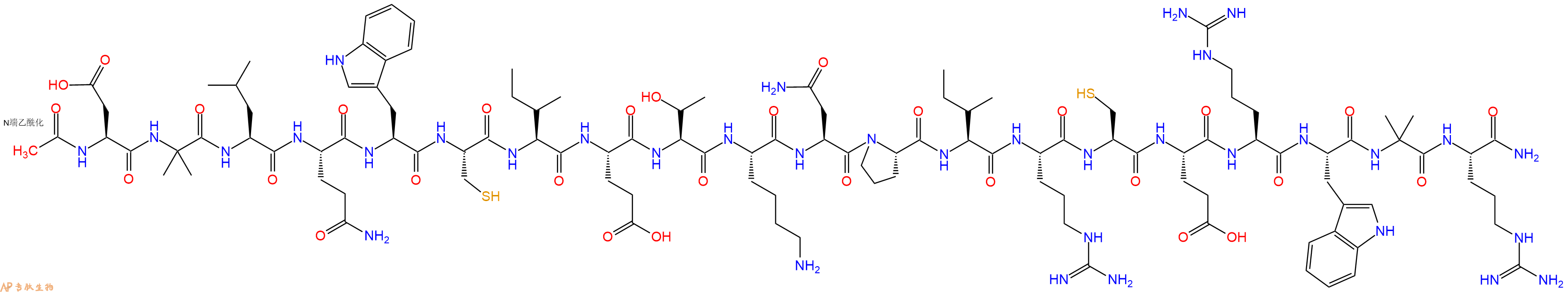 专肽生物产品Ac-Asp-Aib-Leu-Gln-Trp-Cys-Ile-Glu-Thr-Lys-Asn-Pro-Ile-Arg-Cys-Glu-Arg-Trp-Aib-Arg-CONH2
