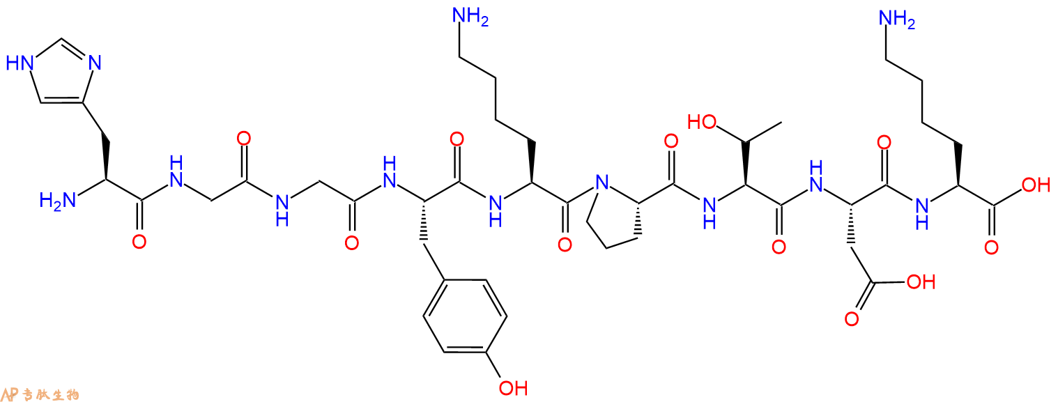 专肽生物产品H2N-His-Gly-Gly-Tyr-Lys-Pro-Thr-Asp-Lys-OH