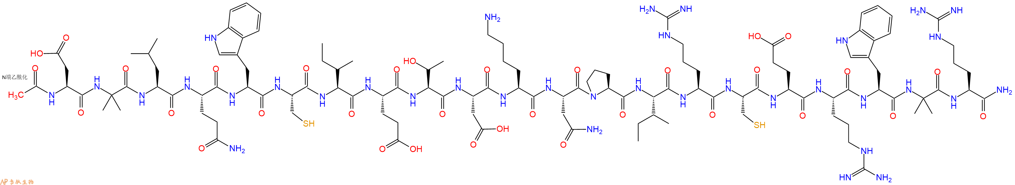 专肽生物产品Ac-Asp-Aib-Leu-Gln-Trp-Cys-Ile-Glu-Thr-Asp-Lys-Asn-Pro-Ile-Arg-Cys-Glu-Arg-Trp-Aib-Arg-CONH2