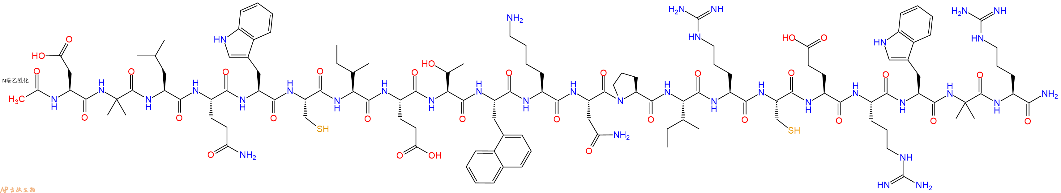 专肽生物产品Ac-Asp-Aib-Leu-Gln-Trp-Cys-Ile-Glu-Thr-1Nal-Lys-Asn-Pro-Ile-Arg-Cys-Glu-Arg-Trp-Aib-Arg-CONH2