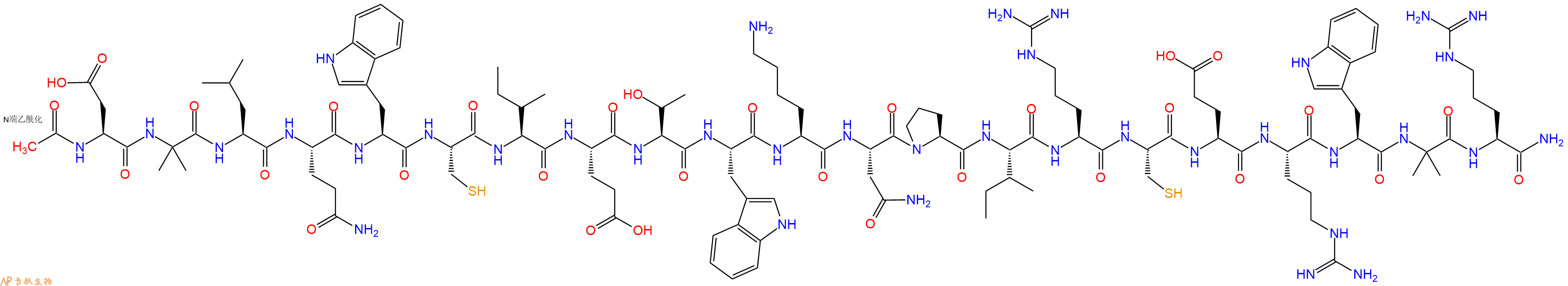 专肽生物产品Ac-Asp-Aib-Leu-Gln-Trp-Cys-Ile-Glu-Thr-Trp-Lys-Asn-Pro-Ile-Arg-Cys-Glu-Arg-Trp-Aib-Arg-CONH2