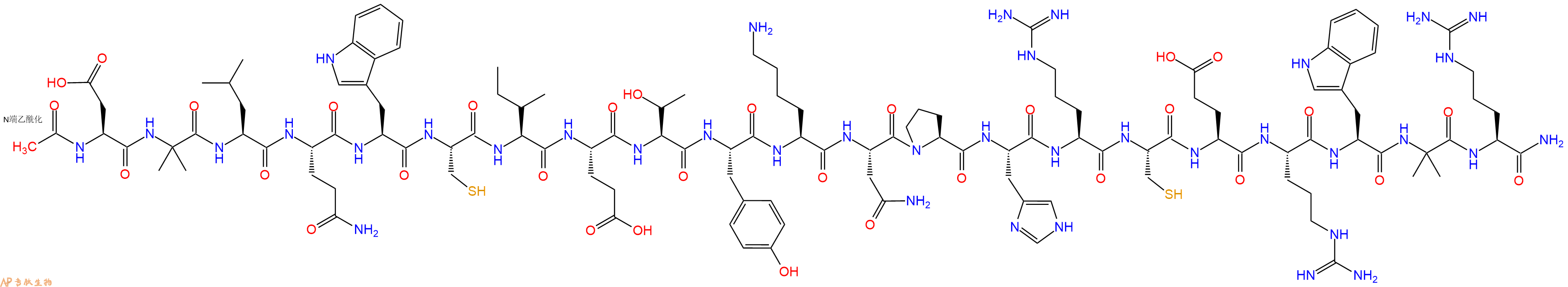 专肽生物产品Ac-Asp-Aib-Leu-Gln-Trp-Cys-Ile-Glu-Thr-Tyr-Lys-Asn-Pro-His-Arg-Cys-Glu-Arg-Trp-Aib-Arg-CONH2