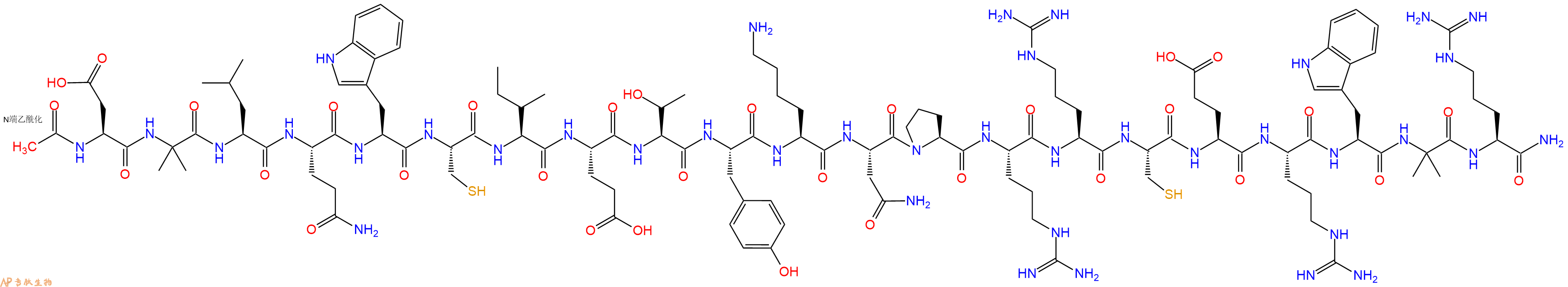 专肽生物产品Ac-Asp-Aib-Leu-Gln-Trp-Cys-Ile-Glu-Thr-Tyr-Lys-Asn-Pro-Arg-Arg-Cys-Glu-Arg-Trp-Aib-Arg-CONH2