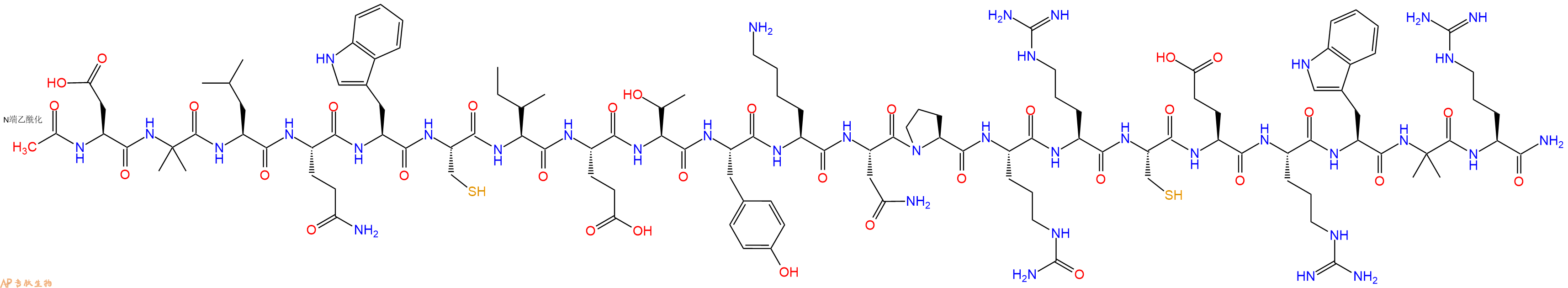 专肽生物产品Ac-Asp-Aib-Leu-Gln-Trp-Cys-Ile-Glu-Thr-Tyr-Lys-Asn-Pro-Cit-Arg-Cys-Glu-Arg-Trp-Aib-Arg-CONH2