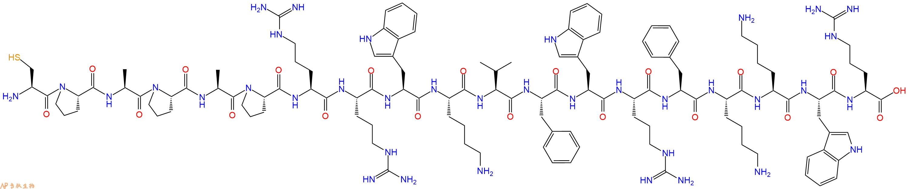 专肽生物产品H2N-Cys-Pro-Ala-Pro-Ala-Pro-Arg-Arg-Trp-Lys-Val-Phe-Trp-Arg-Phe-Lys-Lys-Trp-Arg-OH