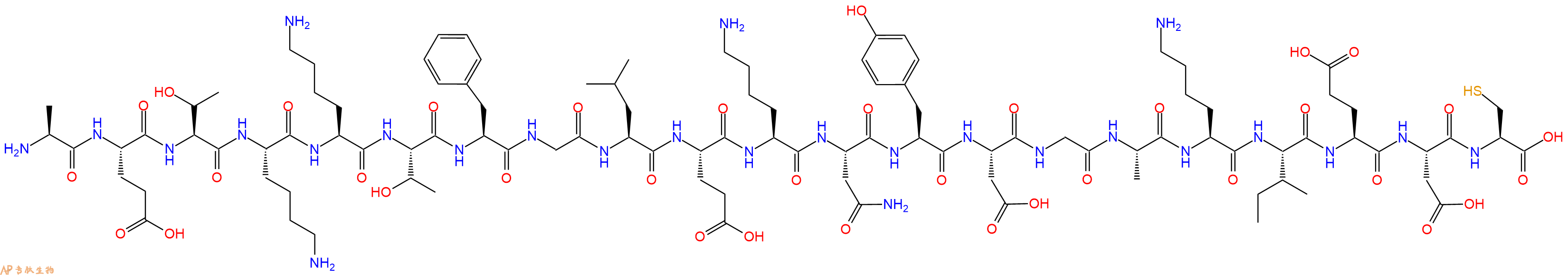 专肽生物产品H2N-Ala-Glu-Thr-Lys-Lys-Thr-Phe-Gly-Leu-Glu-Lys-Asn-Tyr-Asp-Gly-Ala-Lys-Ile-Glu-Asp-Cys-OH