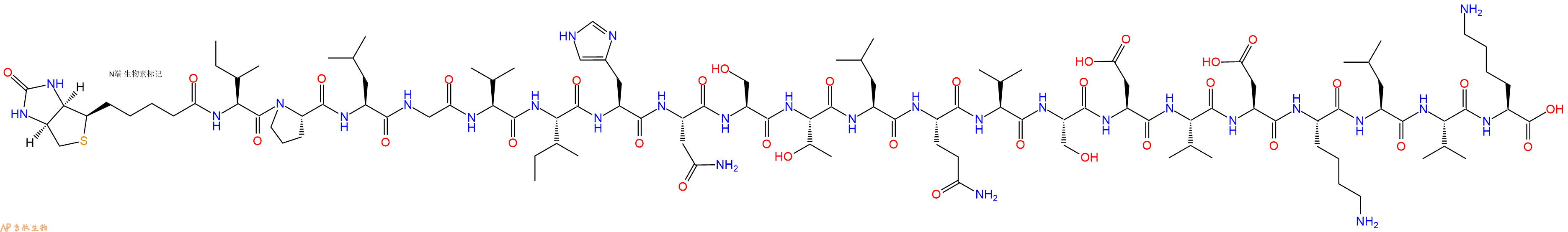 专肽生物产品Biotinyl-Ile-Pro-Leu-Gly-Val-Ile-His-Asn-Ser-Thr-Leu-Gln-Val-Ser-Asp-Val-Asp-Lys-Leu-Val-Lys-OH