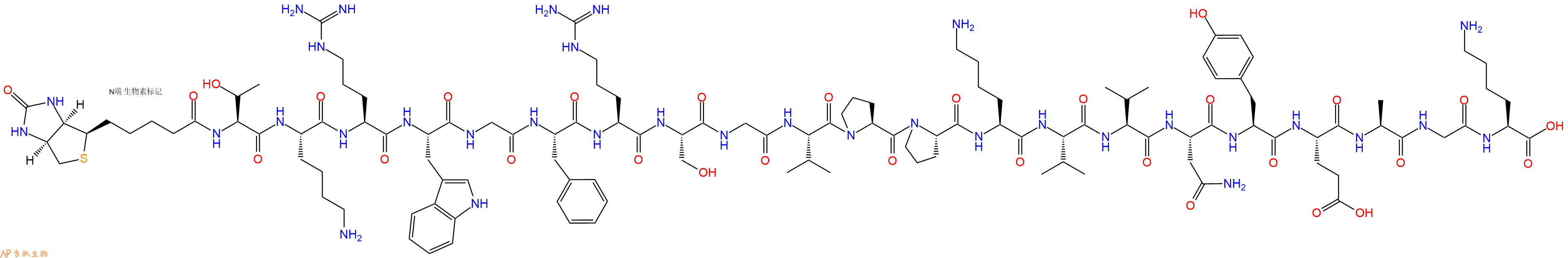 专肽生物产品Biotinyl-Thr-Lys-Arg-Trp-Gly-Phe-Arg-Ser-Gly-Val-Pro-Pro-Lys-Val-Val-Asn-Tyr-Glu-Ala-Gly-Lys-OH