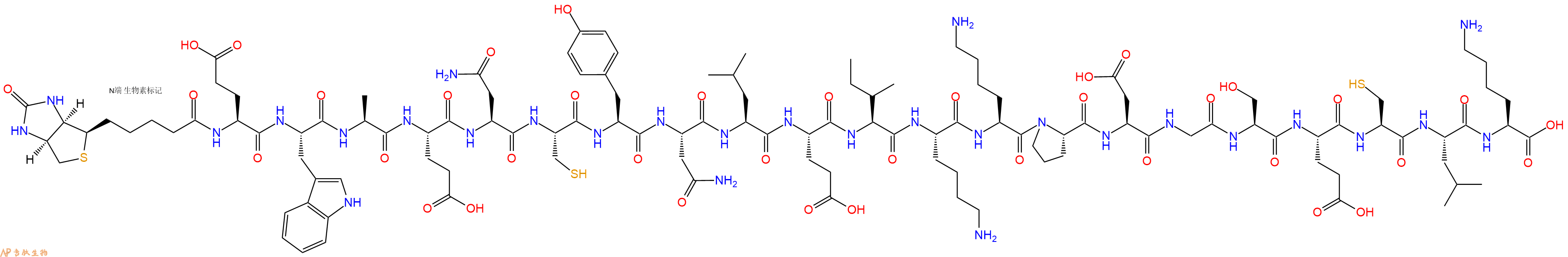 专肽生物产品Biotinyl-Glu-Trp-Ala-Glu-Asn-Cys-Tyr-Asn-Leu-Glu-Ile-Lys-Lys-Pro-Asp-Gly-Ser-Glu-Cys-Leu-Lys-OH
