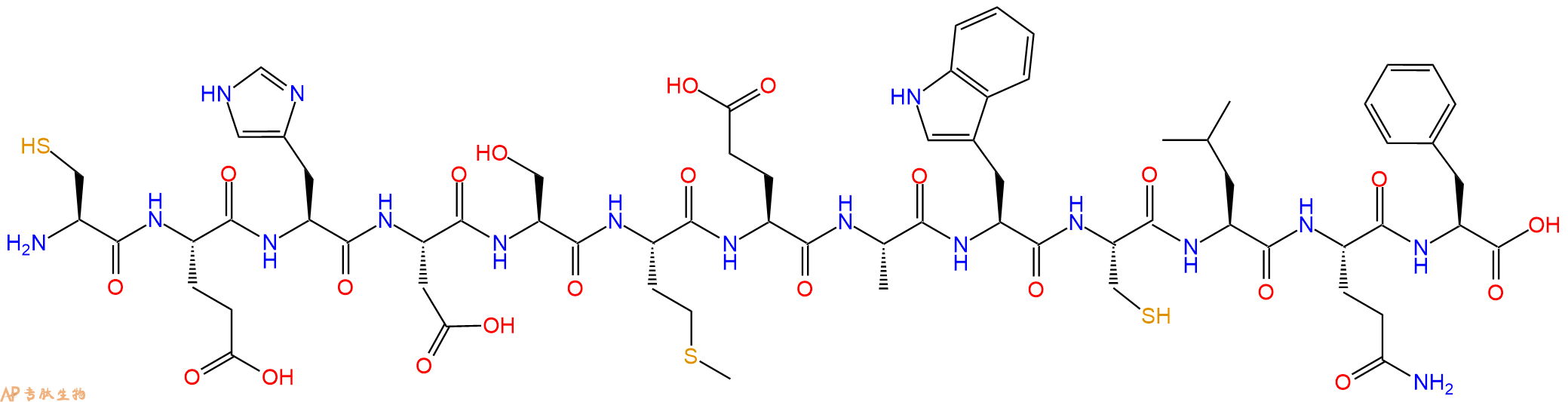 专肽生物产品H2N-Cys-Glu-His-Asp-Ser-Met-Glu-Ala-Trp-Cys-Leu-Gln-Phe-OH