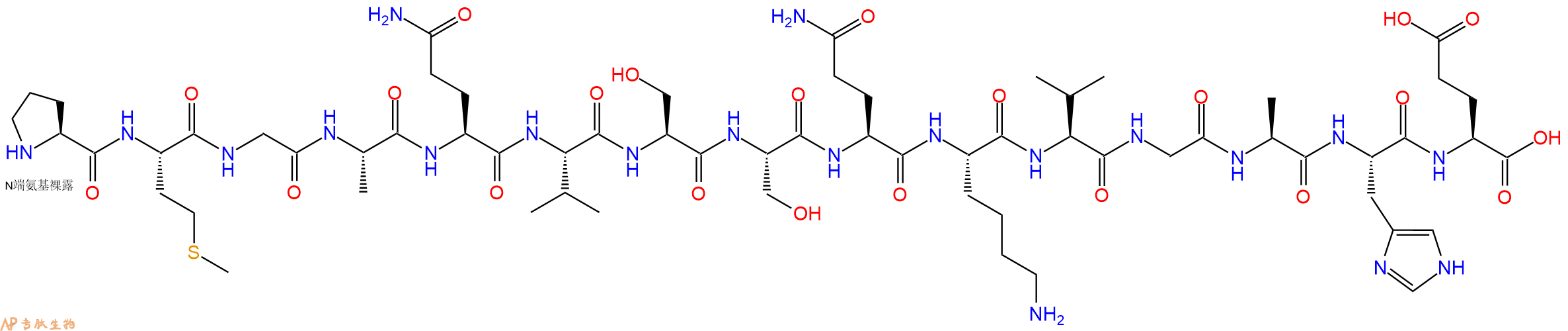 专肽生物产品H2N-Pro-Met-Gly-Ala-Gln-Val-Ser-Ser-Gln-Lys-Val-Gly-Ala-His-Glu-OH