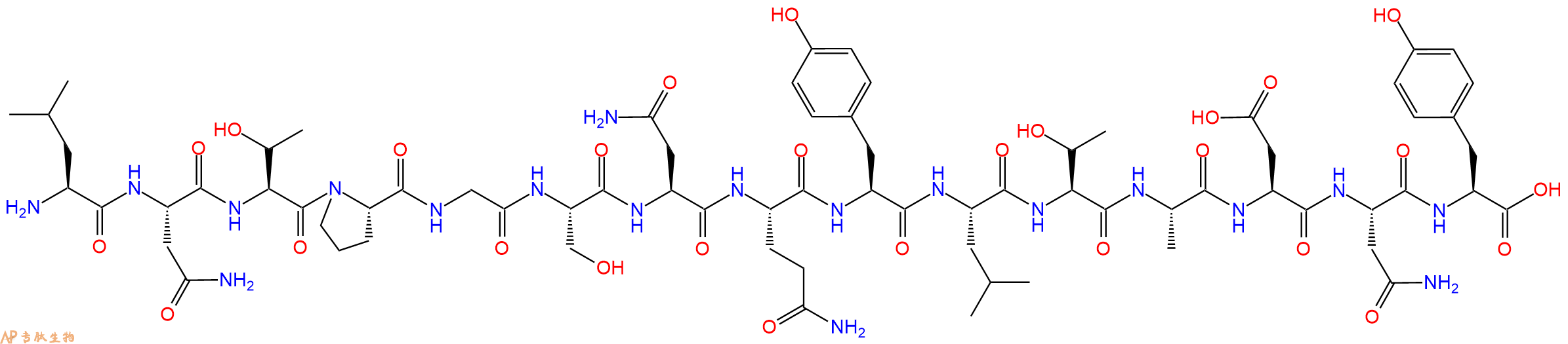 专肽生物产品H2N-Leu-Asn-Thr-Pro-Gly-Ser-Asn-Gln-Tyr-Leu-Thr-Ala-Asp-Asn-Tyr-OH